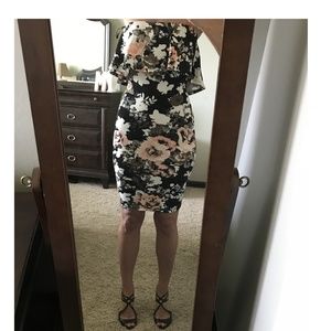 Forever 21 Black Floral Bandeau Bodycon Dress